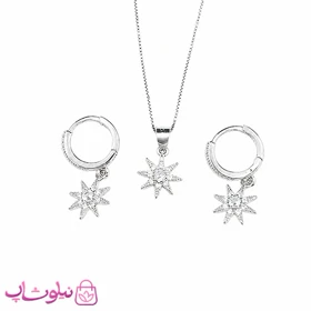 نیم ست زنانه نقره ظریف وارداتی عیار 925 مدل ستاره یا خورشید وزن 3/640 گرم