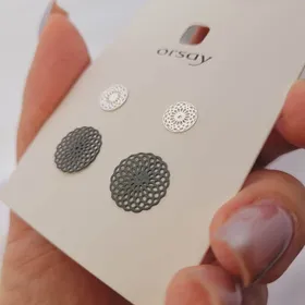 پک گوشواره حصیری سبز و سیلور
