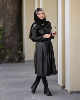 پالتو چرم بلند مدل رها کد 2181