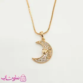 گردنبند دخترانه ژوپینگ طرح ماه نگین‌دار طلایی