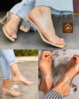صندل طلقی زنانه پاشنه 5 سانت شیشه ای