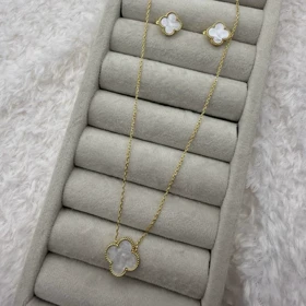 نیم ست ونکلیف سفید تک گل