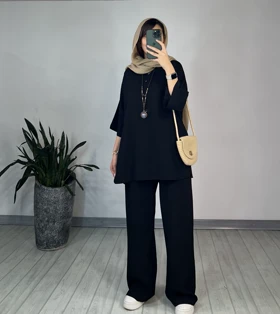 ست مانتو و شلوار مشکی