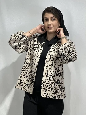 مانتو کراپ پلنگی زنانه
