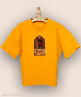 تیشرت لش مردانه و زنانه طرح بازار تبریز تلفیق با هنر فرش ایرانی