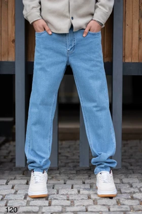 شلوار جین راسته آبی روشن کد 120