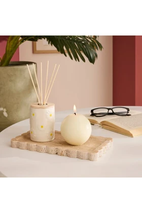 ظرف پذیرایی Karaca Home مدل Terra Traverten مرمر - قهوه‌ای