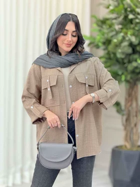 مانتو آستین پاگن جیب دو دکمه