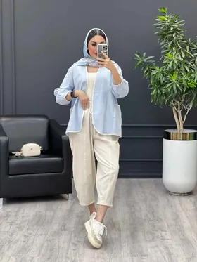 ست مانتو و شلوار مغزی دوزی