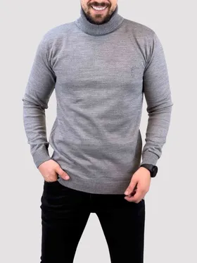 بافت یقه اسکی POLO طوسی ملانژ