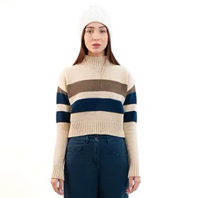 بافت یقه ایستاده اورسایز زنانه - 03251116