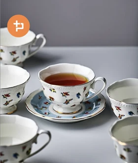 سرویس چای و قهوه خوری 6 تایی گلدار