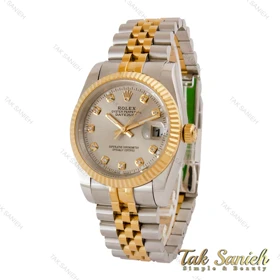 ساعت مردانه رولکس دورنگ طلایی صفحه طوسی Rolex-5044-G