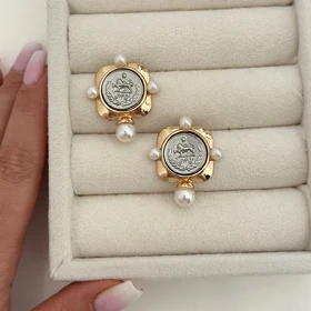 گوشواره زنانه سکه مرواریدی کد 992