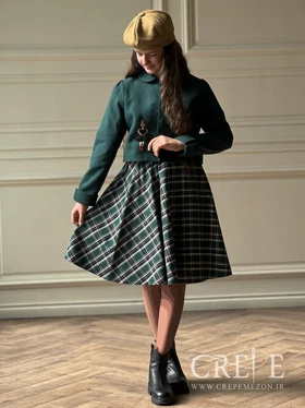 ست کت دامن کشمیر گلدوزی بالرین