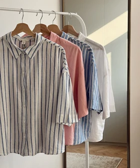 شومیز باکسی لینن H&M225