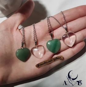 گردنبند سنگ قلب آونتورین/ کوارتز