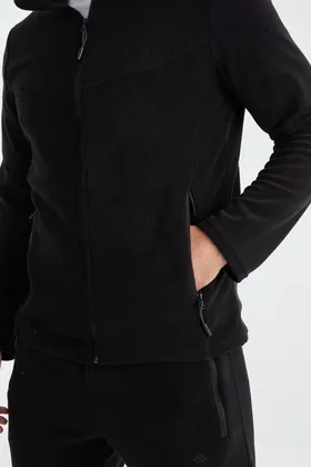 کت و شلوار ورزشی مردانه بیسیک یقه بلند مشکی - 85193 T11ER-85193