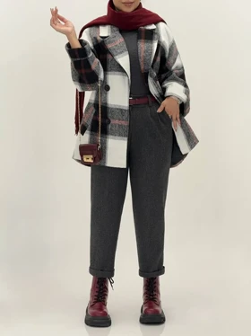 3568-کت چهارخونه شکلات