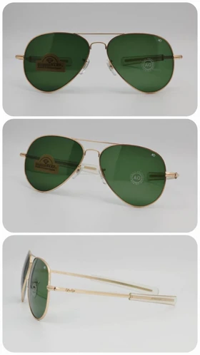 عینک آفتابی مردانه و زنانه امریکن اوپتیکال American Optical AO62 ضد اشعه UV400 کد 21116س (فریم طلایی عدسی سبز)