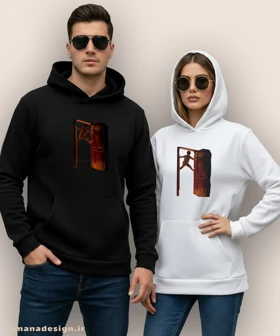 هودی مردانه و زنانه نوستالژی طرح بالا رفتن از چارچوب در