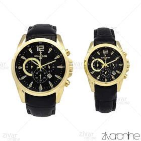 ست ساعت رومانسون سه موتوره مدل VIP بند چرم مشکی 105943