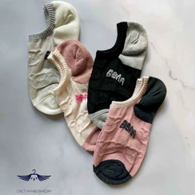 جوراب زیر قوزکی تدی دو رنگ سوزندوزی پاکوک