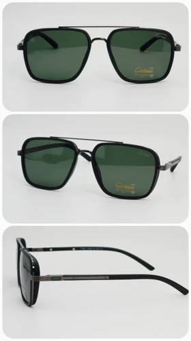 عینک آفتابی مردانه و زنانه کارتیر Cartier TR8164 پلاریزه و ضد اشعه UV400 ایتالیایی (فریم سبز عدسی‌ها سبز)