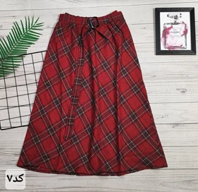 دامن چهارخونه پشمی قد 75 کد 50129 (کد 7)