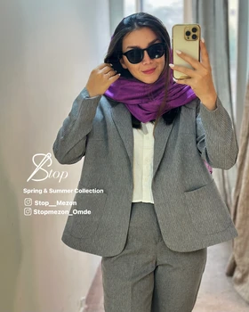 کت و شلوار سوزن دوزی طرح‌دار کشی