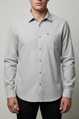 پیراهن مردانه طوسی آستین بلند نخ پنبه 519