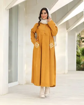 مانتو بلند مخمل کبریتی مدل بابونه کد 77941