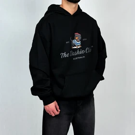 هودی مردانه مشکی پنبه سه نخ طرح dog