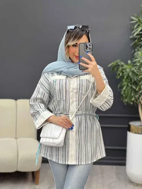 مانتو طرح دار کمر گت دو جیب