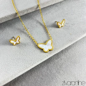 نیم ست پروانه نگین صدفی 10187