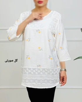 شومیز سفید گل‌دار _کد 1182