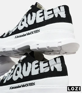 کفش کتانی نیم ساق سفید مشکی Alexander McQueen