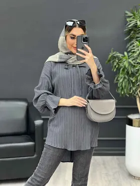 مانتو کراش یقه بند دار