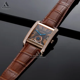 ساعت کارتیه بند چرمی Cartier Tank DRgK1 (مشکی)