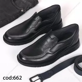 کفش مردانه چرم مشکی - کد 662 (Tb3)
