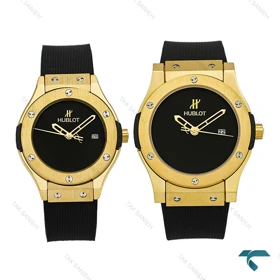 ساعت ست هابلوت طلایی مشکی صفحه مهندسی Hublot-7365-S
