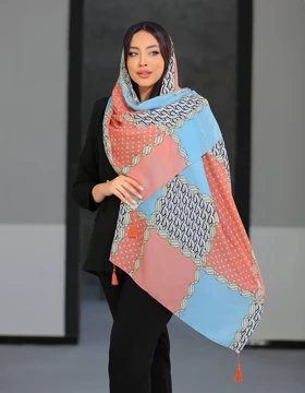 شال نخ پنبه رنگ هلویی 3582