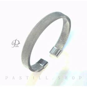 بنگل حصیری استیل 316 _10 میل نقره ایی