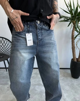 شلوار نیم بگ کثیفشور تیره ZARA