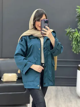 بارانی آستین پاگن دو جیب پاکتی
