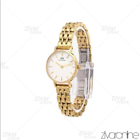 ساعت دنیل ولینگتون زنانه طلایی صفحه سفید خطی اسمال 106309