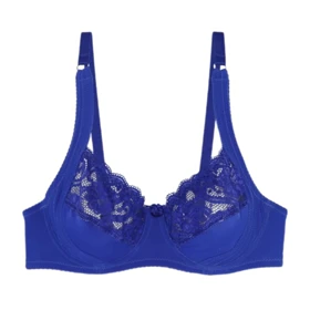 سوتین مینی مایزر دانتل فنردار آبی کاربنی Ema اما کد 3100