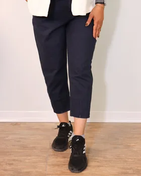 شلوار کتان مام زنانه سرمه ای 0653