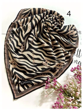 مینی اسکارف نخی موکا دست دوز 3732