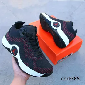 کتانی بسکتبالی آرم جردن زیره کفش مشکی قرمز - کد 385(Ta13)